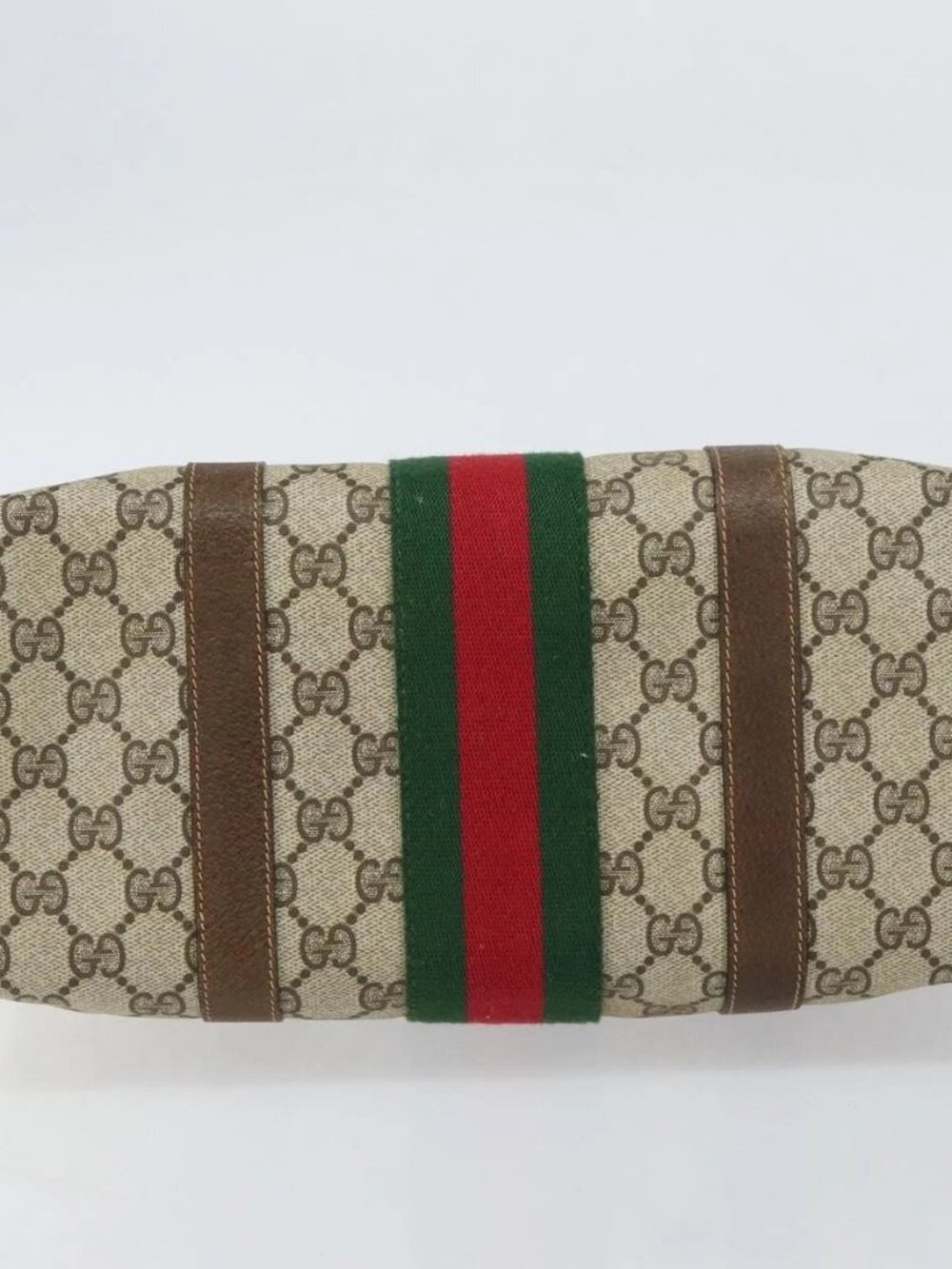 GUCCI GG Supreme Web Sherry Line Boston Bag PVC Beige Gold 010 378 Auth 159328 - Picture 7 of 16